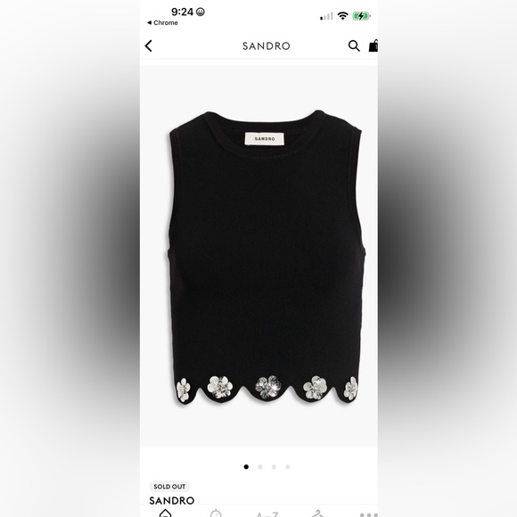 Sandro Tops - Sandro Black Floral Embellished Tank Top